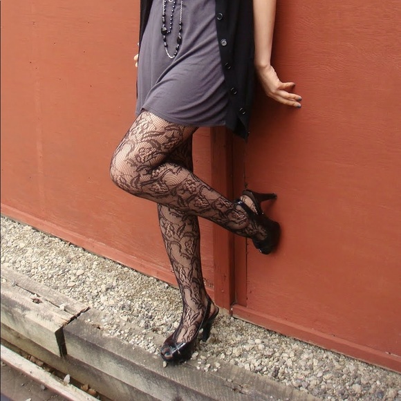 floral fishnet tights